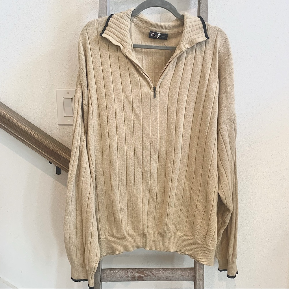 Men’s vintage quarter zip knit sweater